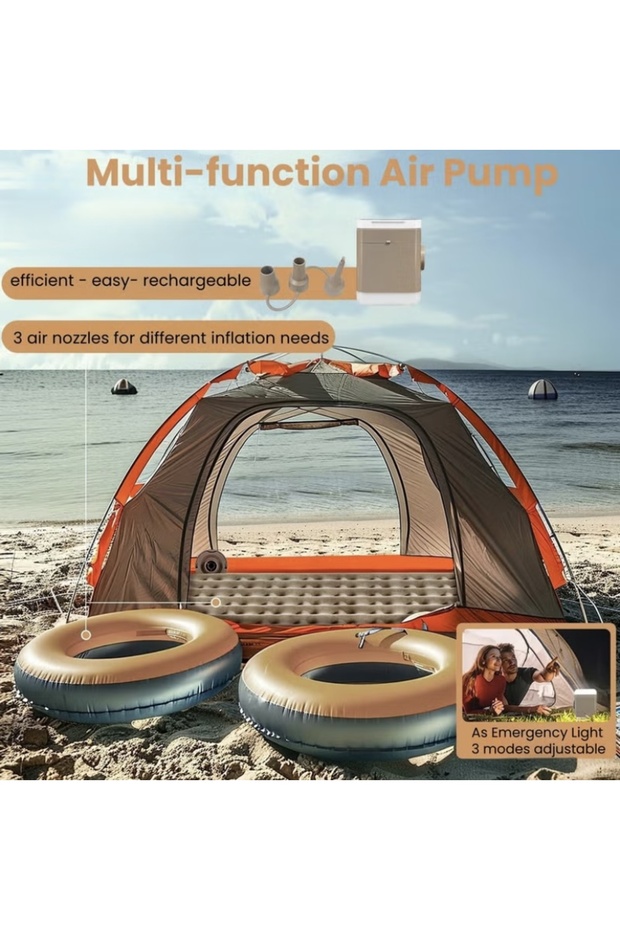 Single Automatic Inflatable Air Bed with Built-in Pump, Quick Inflation/Deflation in 2 Minutes, Port - 2