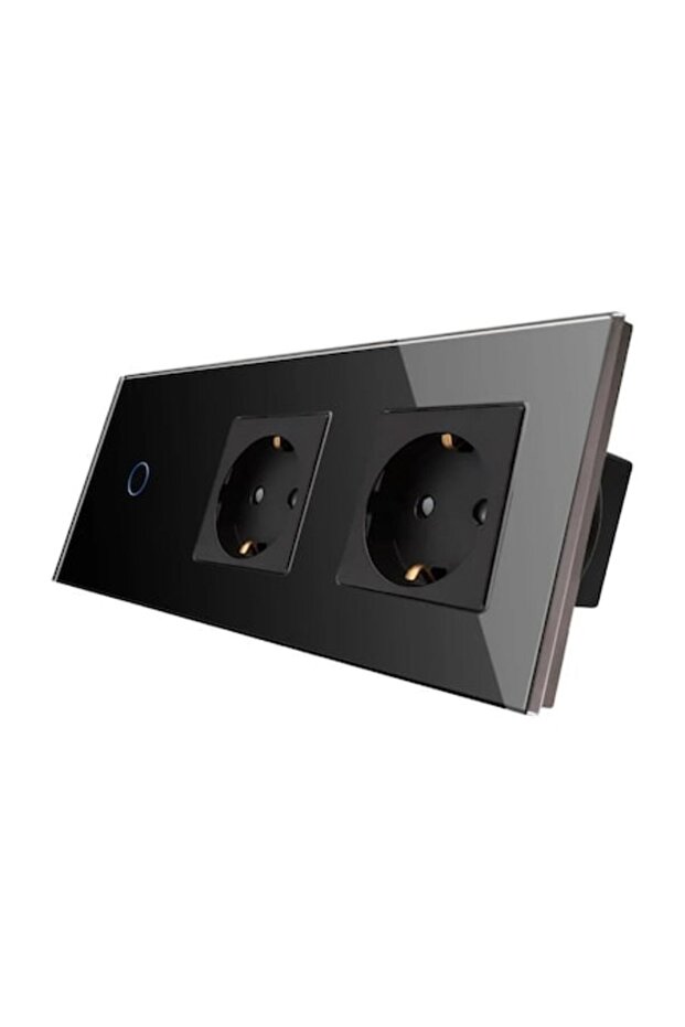 Switch 6M (2+2+2M) 1 button WI-FI + RF switch without neutral with 2x 16A Shuko sockets with glass f - 1