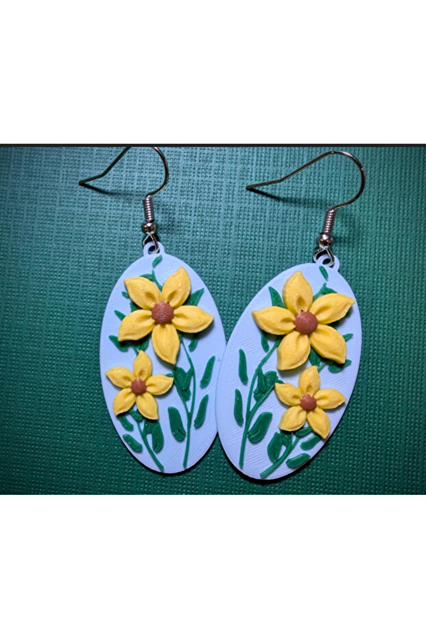 Flower Oval Earrings - 1