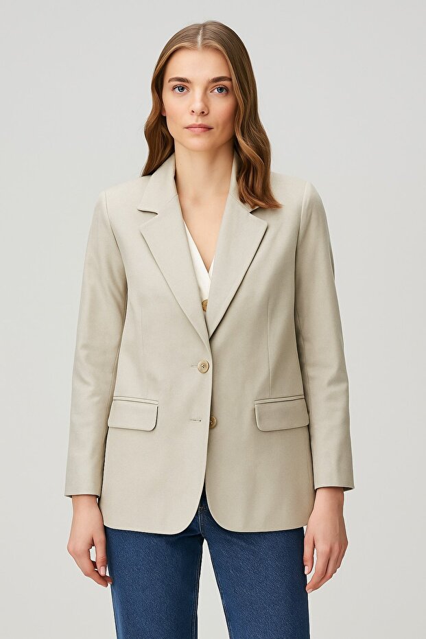 Regular Astarlı Dokuma Blazer CEKET - 2