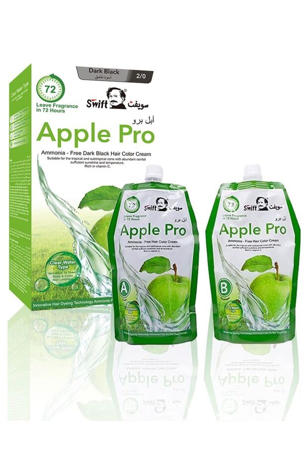 Apple Pro Ammonia free Hair Color Dark Black 500mlx2