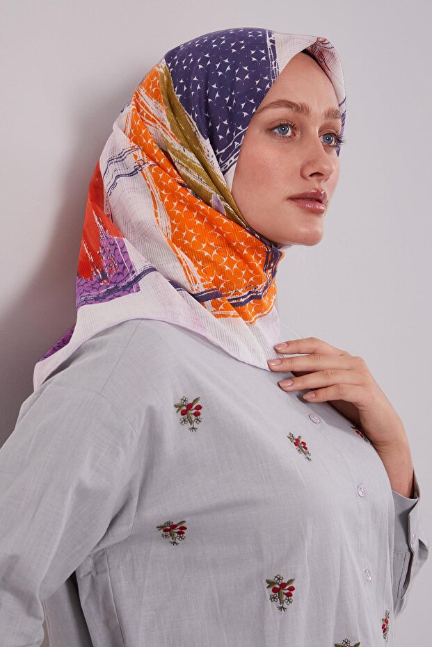 وشاح قطني بنمط عرقي أرجواني