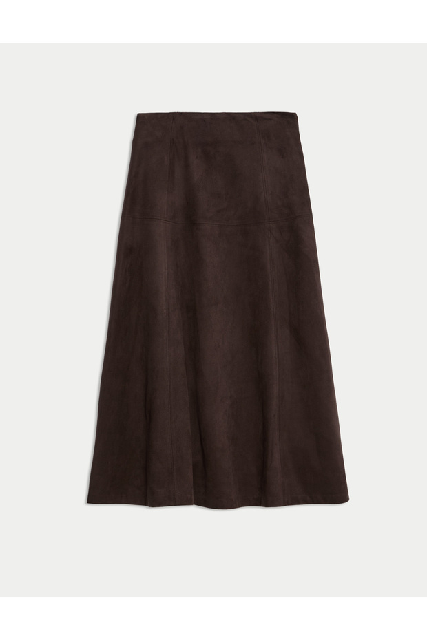 Süet Dokulu Maxi Etek - 1
