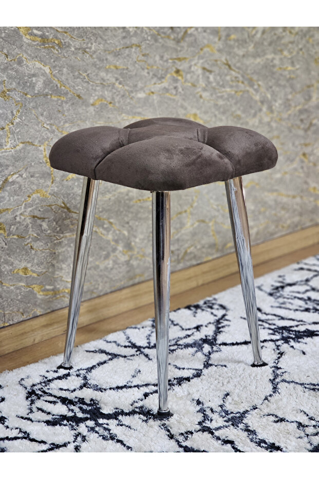 Kare Krom Kaplama Konik Ayaklı Tabure - Oturak - Bar Taburesi - Ayaklı Tabure - 1