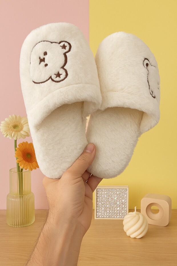 Momo Teddy Bear Women's House Slippers Daily Comfortable Winter Slippers