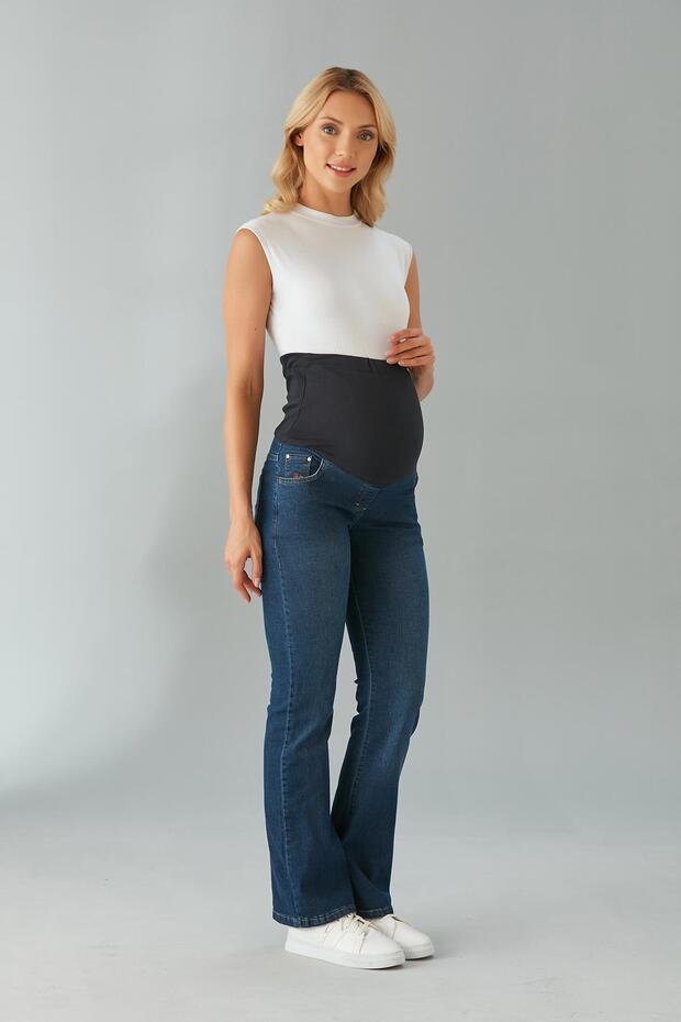 615-Hamile Karın Bandlı Lycra İspanyol Paça Kot Pantolon - 3