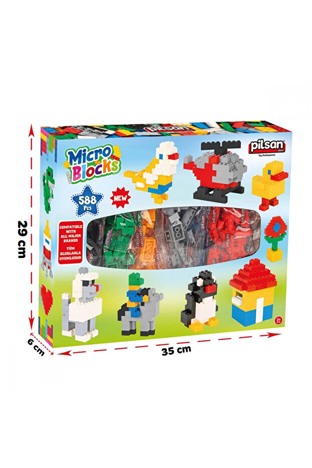 Set de constructie pentru copii peste 3ani cu 588 bucati micro cuburi Micro Blocks - 2