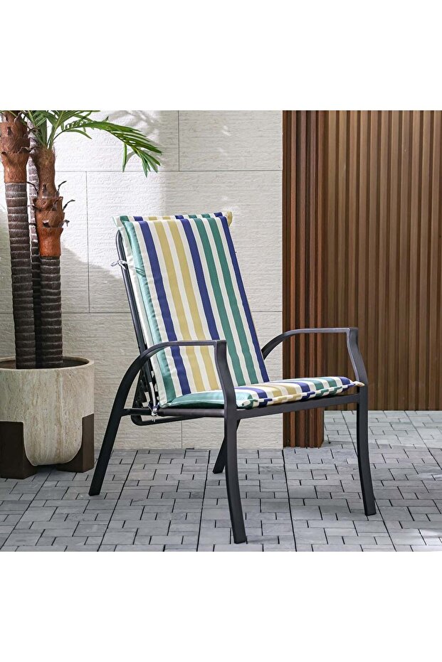 Timeless Stripe High Back Outdoor Cushion 115x47x4cm & 120x52x4cm - Polyester, Garden Accessory