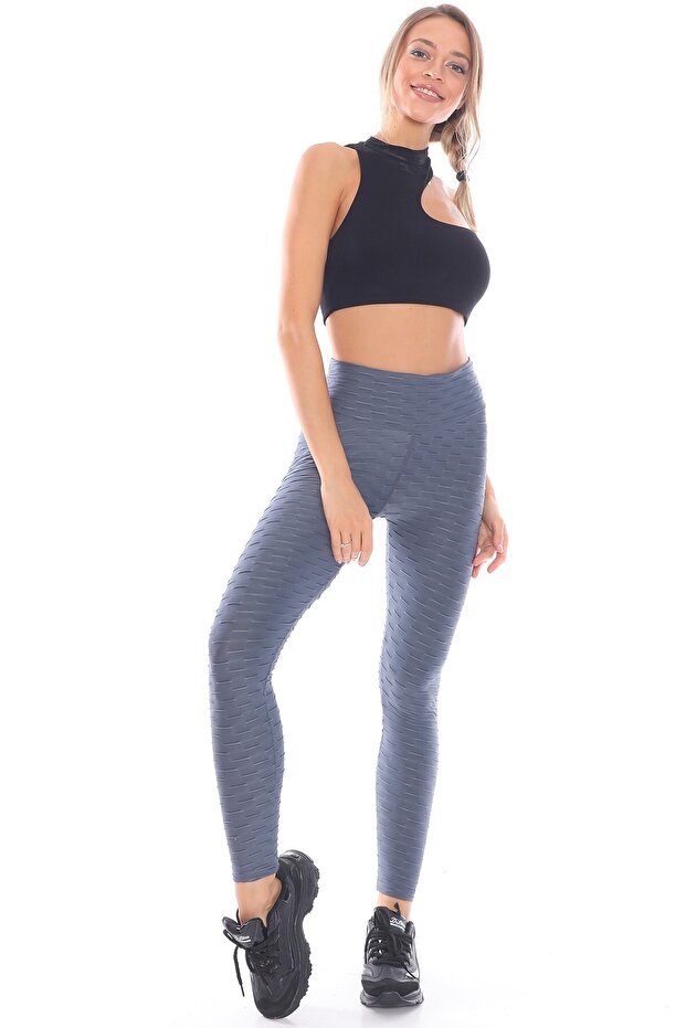 Embossed Fabric Extra High Waist Casual Leggings