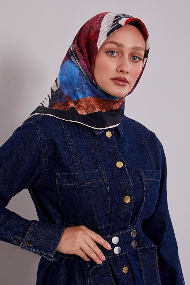 وشاح قطني بنمط سمك السلمون والزيبرا