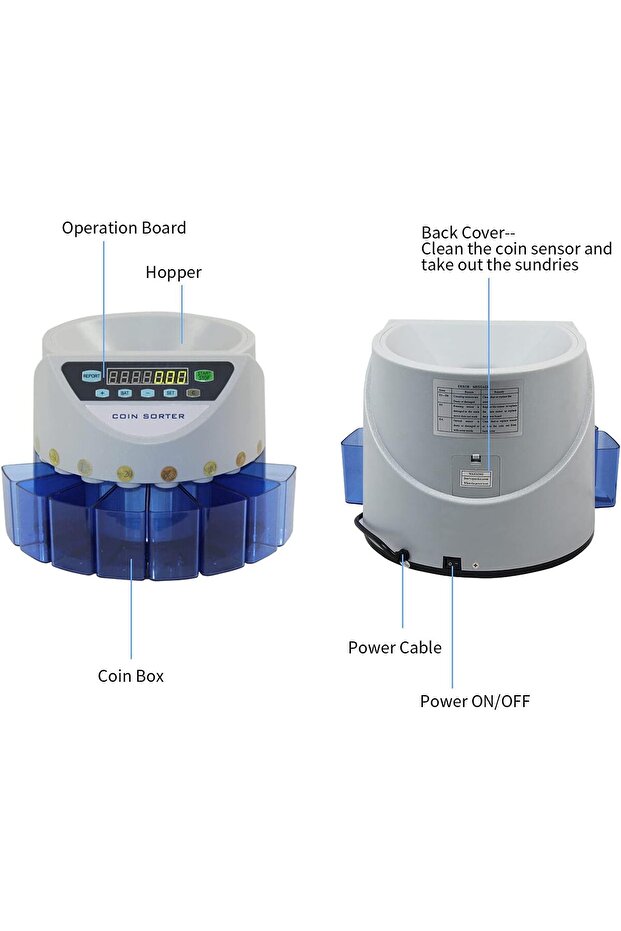 Electronic Coin Sorter Counter Counting Sorting Machine Countable Coins with Multi-Functional - 6