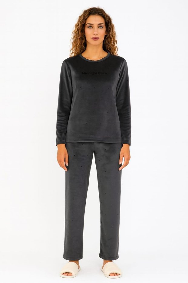 Women's 13504-2618 long sleeve velvet pajamas set