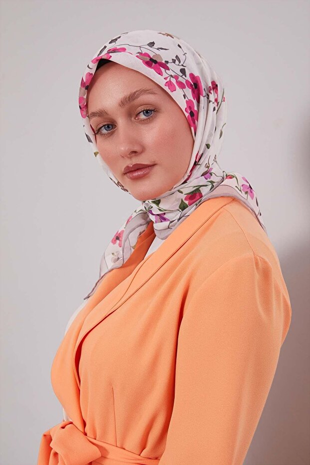 وشاح ناعم بنمط فرع زهرة المنك - 2