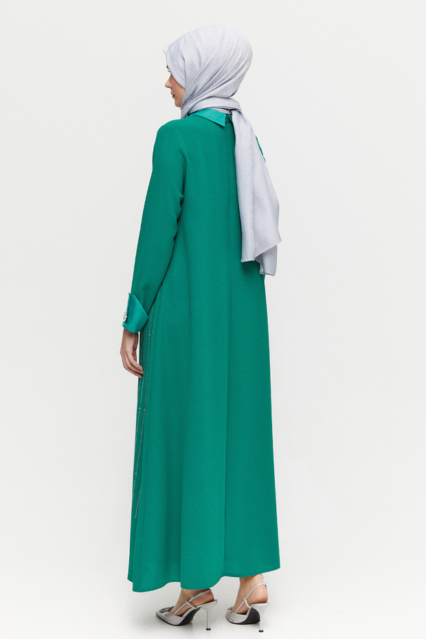 Taş İşlemeli Şık Elbise - 6