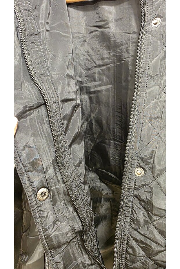 معطف بنمط البقلاوة مع تفاصيل الأزرار - 5