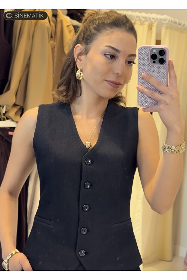 Denim görünümlü yelek - 2