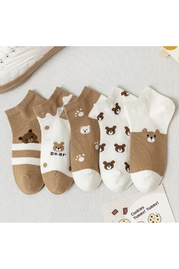 5 Pairs of Economical Package Women's Short Booties Socks Set