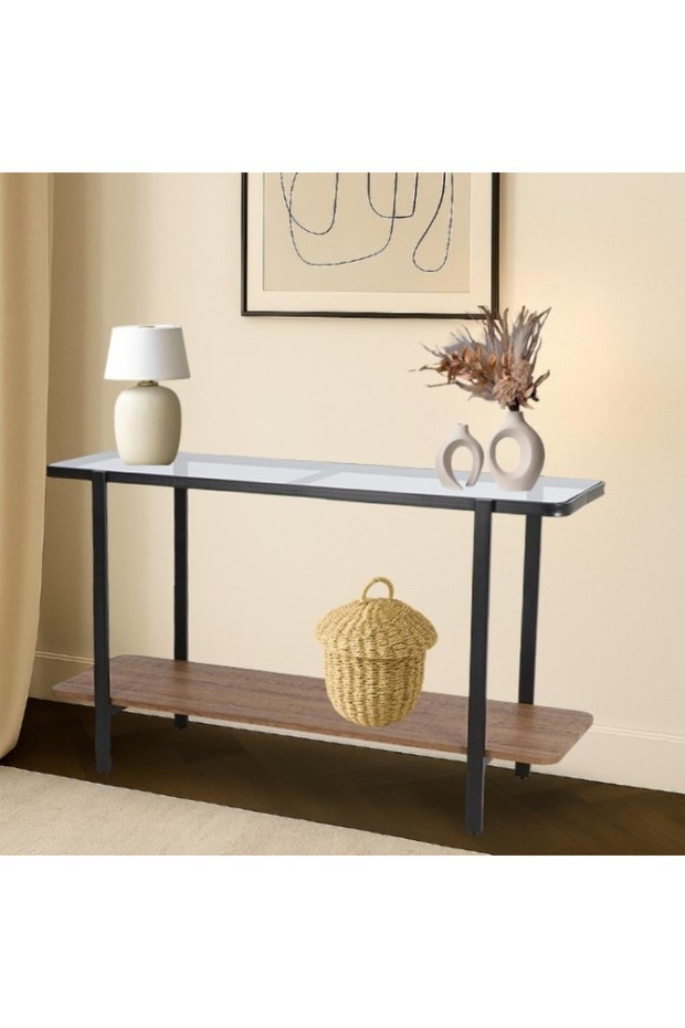 كنسول مدخل فاخر بإطار معدني أسود - 1
