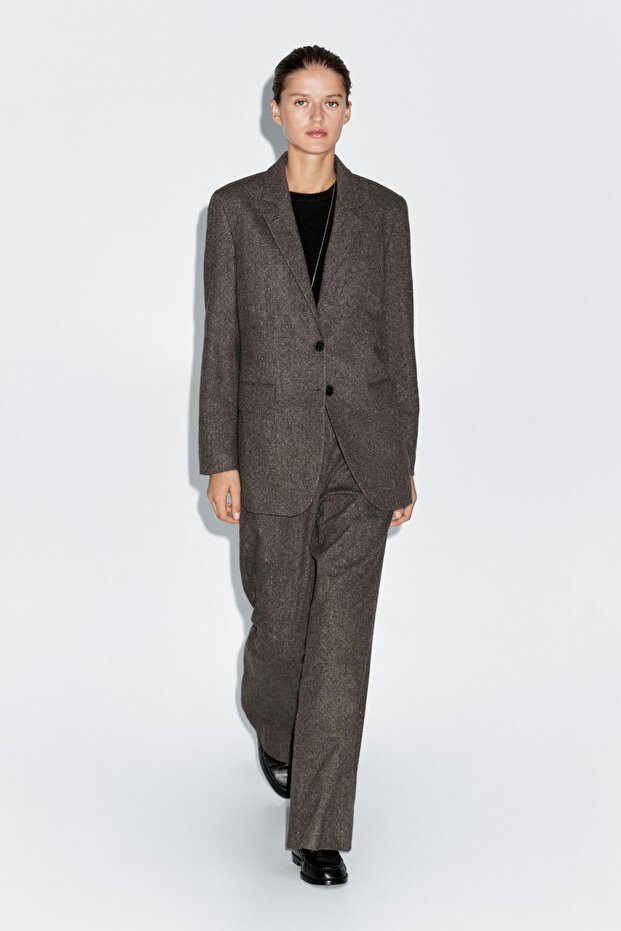 İp görünümlü triko takım blazer - 1