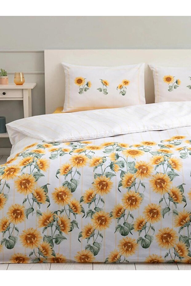 Çift Kişilk Pamuklu Çiçek Desenli Nevresim Takımı (S2) - 1