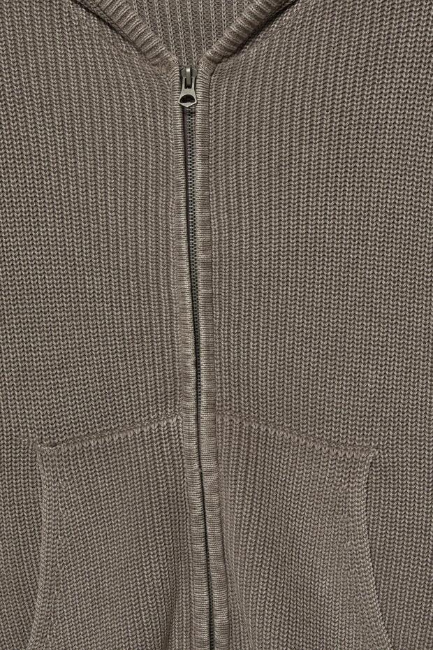 Kapüşonlu fermuarlı örgü hırka - 8