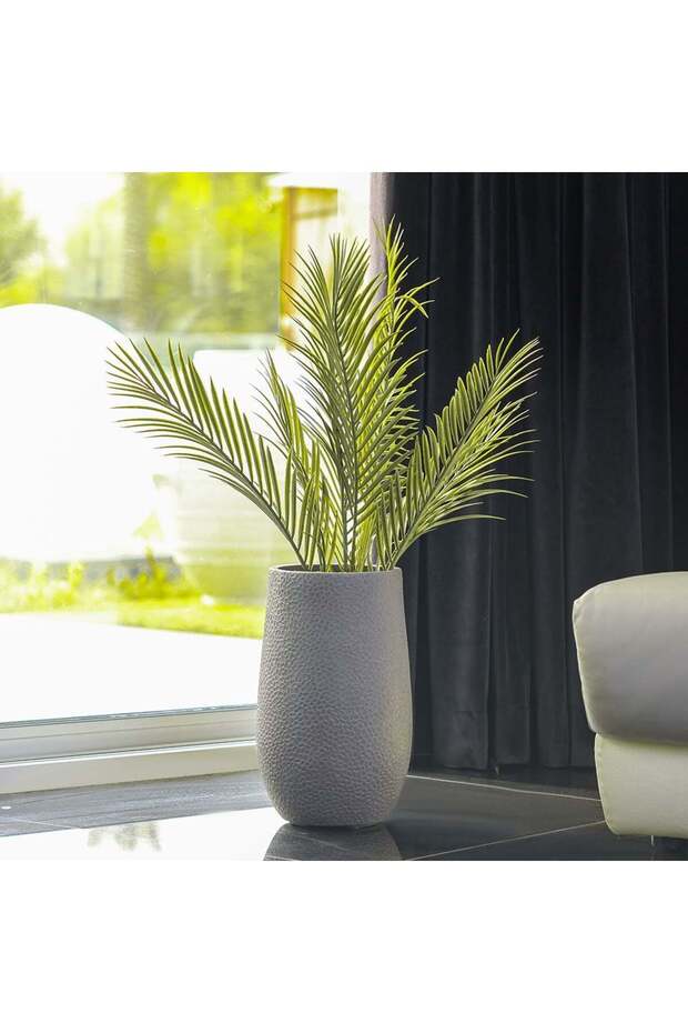 Fiber Clay Pot with Volcanic Design - Grey - 25x25x40 CM - Stylish Outdoor Garden Accessory