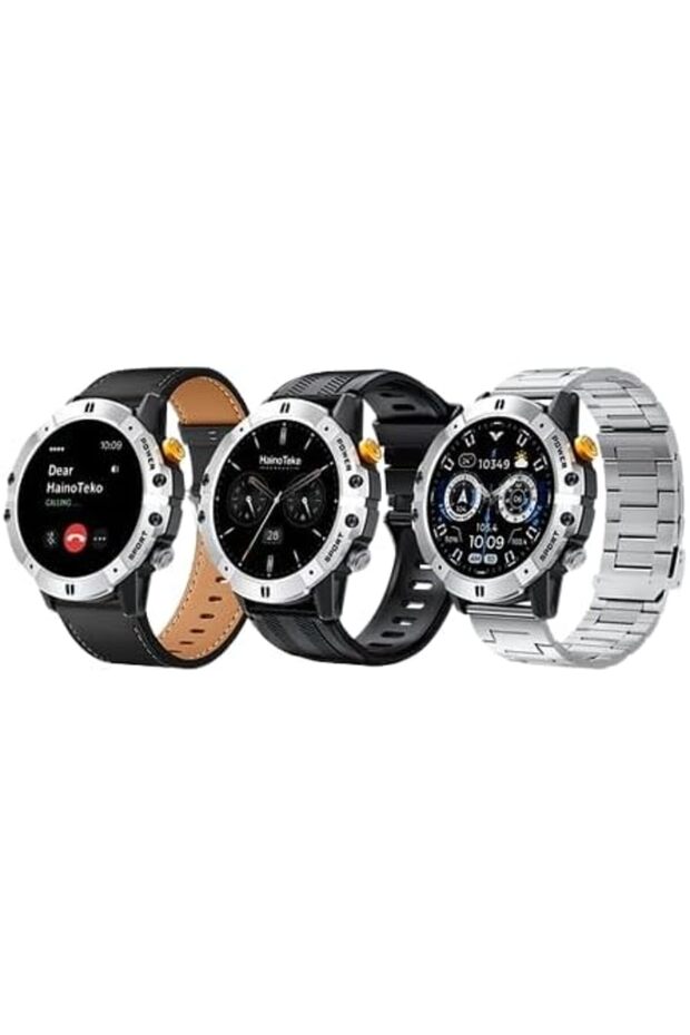 RW58 Executive Round Smart Watch Scratch-Resistant Display with 3 Straps and Wireless Char - 4