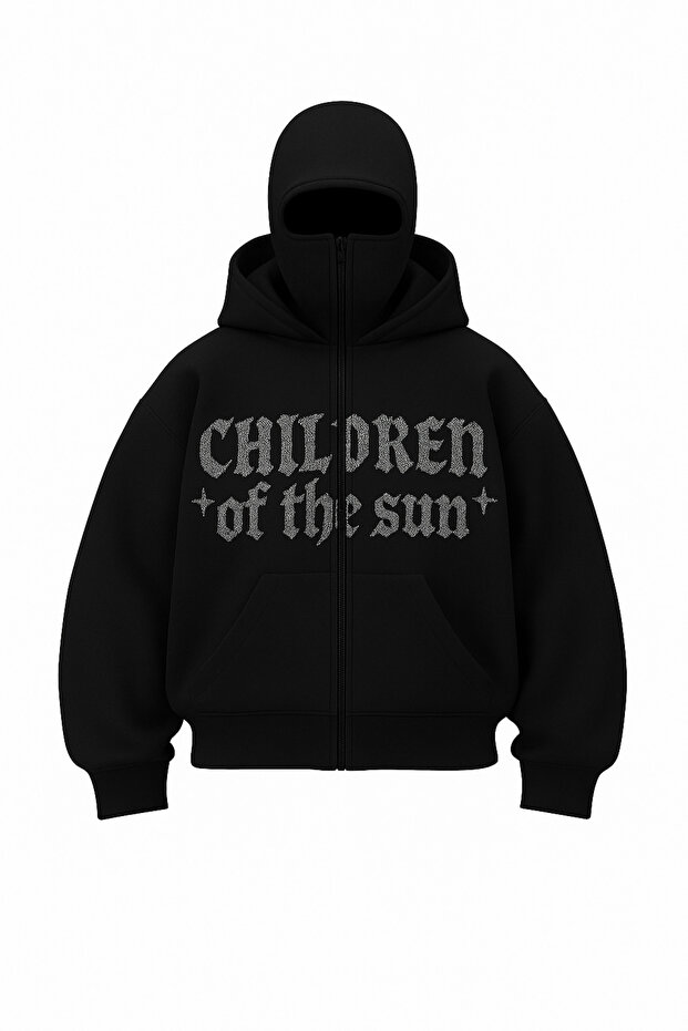Stone Glitter Children of Patterned Snow Masked Cardigan (3 Threads)