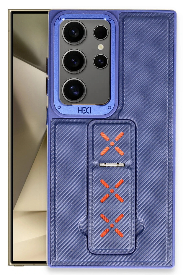 Hbc-248 Lima Stand Cover Compatible with Samsung Galaxy S24 Ultra - Navy Blue