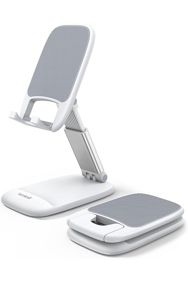 Foldable Phone Stand for Desk - Height Adjustable Cell Phone Holder Portable Cellphone Crad