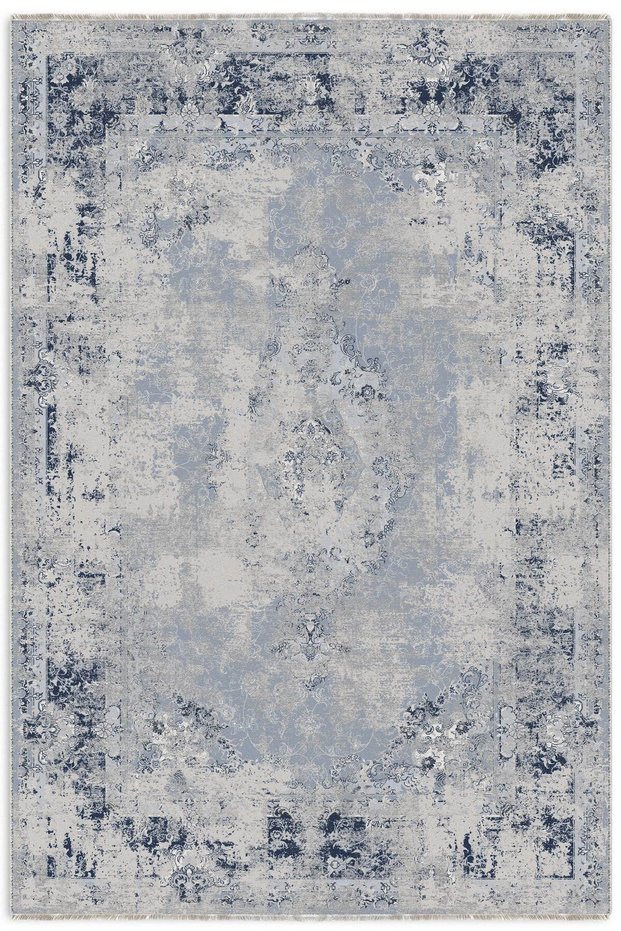 Vintage Blue Chenille Carpet Rug Runner Self-Fringed Non-Slip Washable Living Room Kitchen Hallway