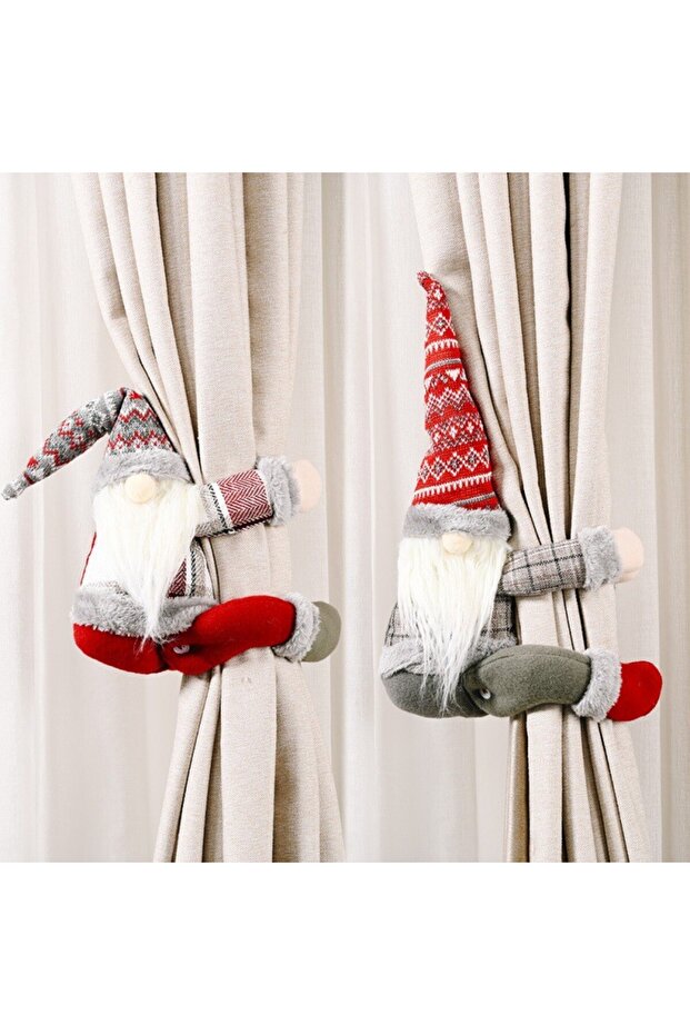 Curtain clip with hook and loop fastening, gnome pattern, textile/polyester material, 53 x 23 cm, multicolor - 3