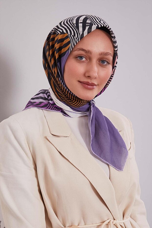وشاح قطني بنمط هولوغرام أرجواني