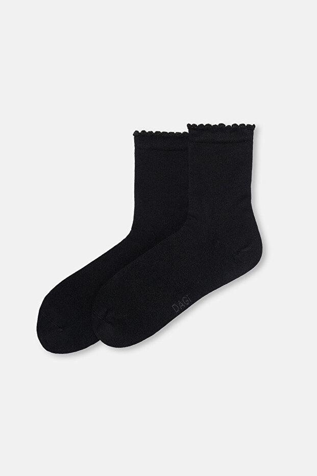 Siyah Kadın Sim Lastikli Bambu Çorap - 1