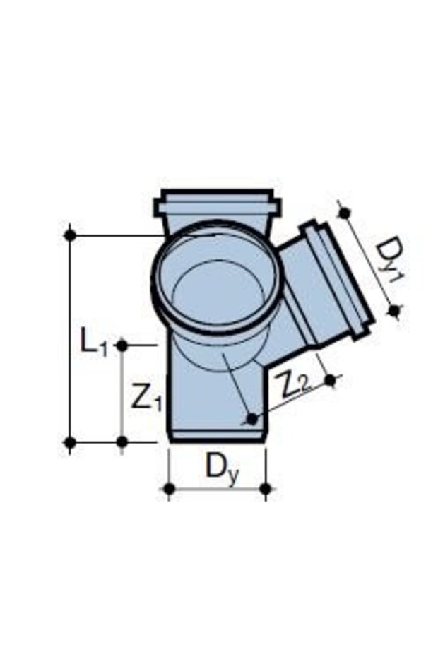 Sanitary 4-Way Valve 110mm Ash - PPHT/PVCU - 2