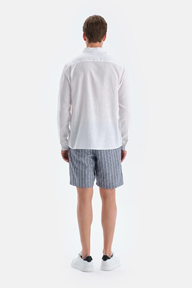 Indigo Çizgili Şort - 2