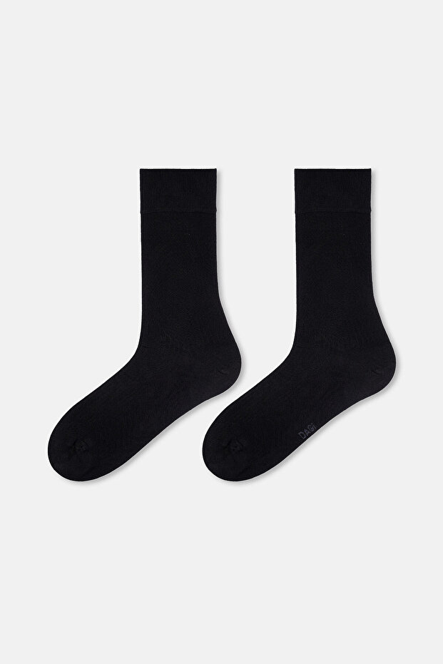 Siyah Erkek Çizgi Doku Bambu Çorap - 2