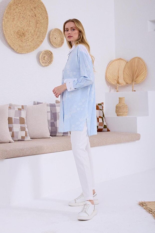 Çizgi Desenli Gömlek Mb11.274 - Mavi - 5