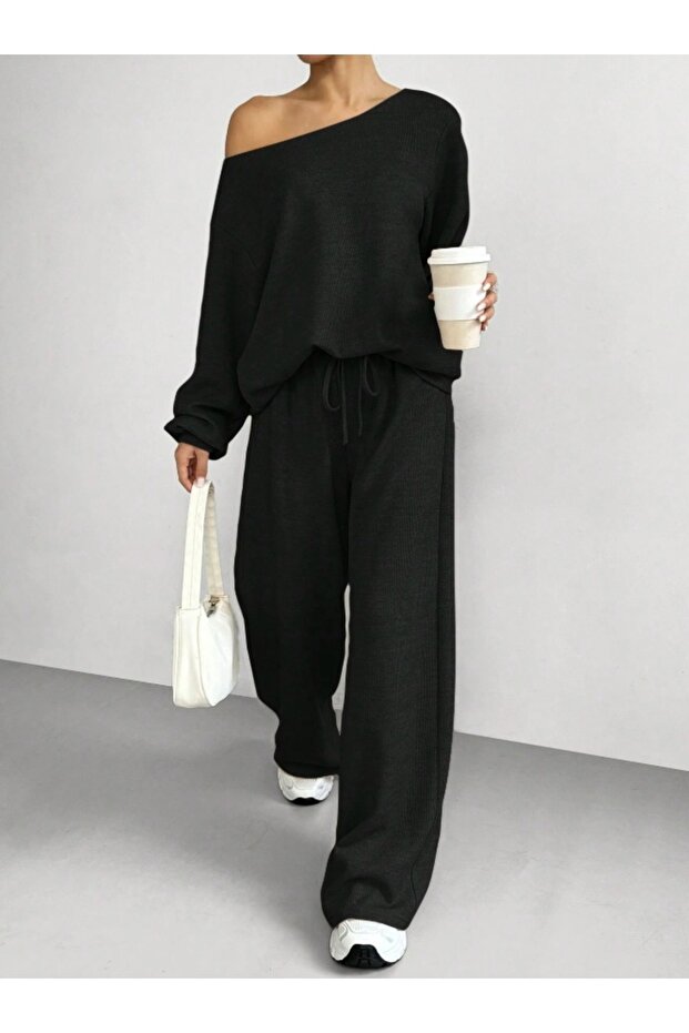 Winter Black Women's Baggy Oversized Plus Size Quality Loose Fit Stretchy Comfortable Fabric Sweatpants R6