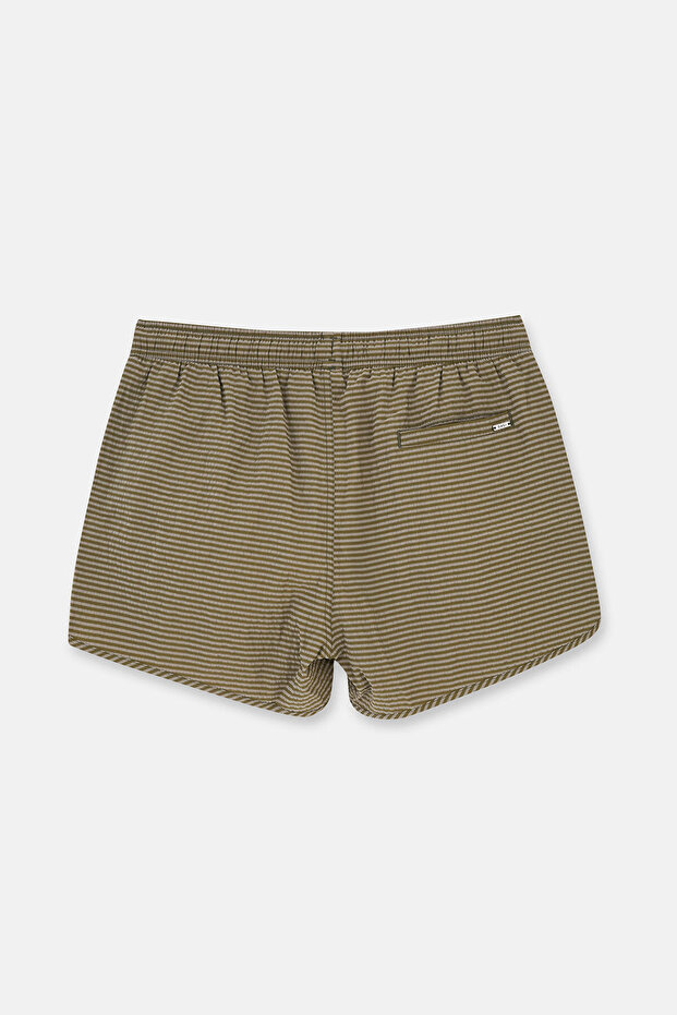 Haki Ekose Desenli Mini Şort - 2