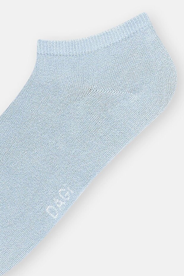 Beyaz-Mavi Kadın 2'li Bambu Basic Patik Çorap - 5