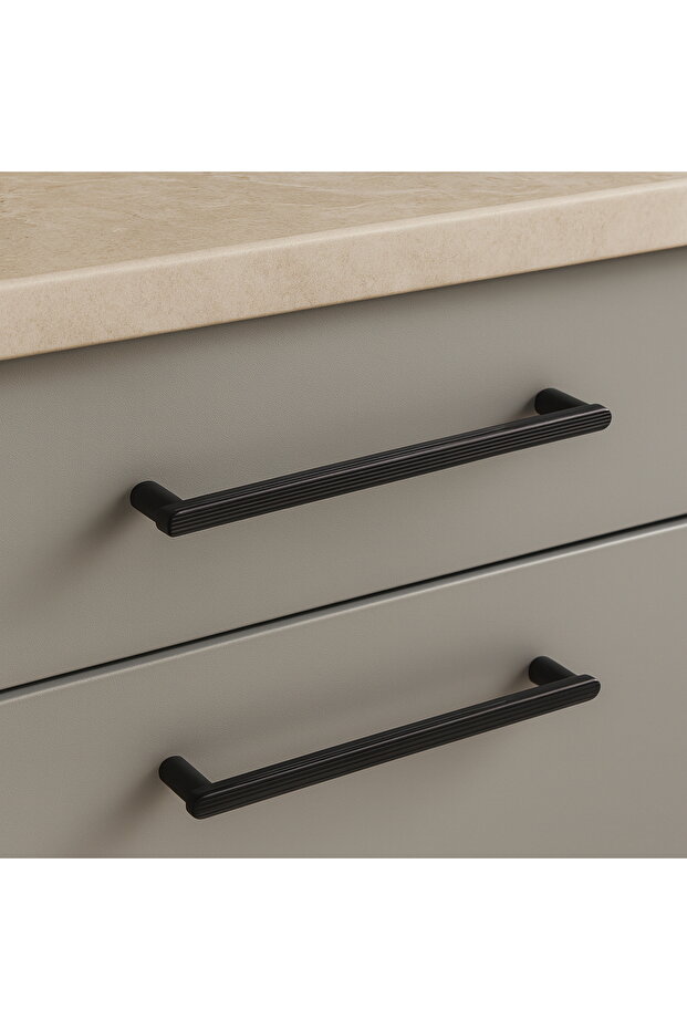 1903.04 Matte Black Furniture Handle 128 mm | Kitchen Cabinet and Drawer Handle