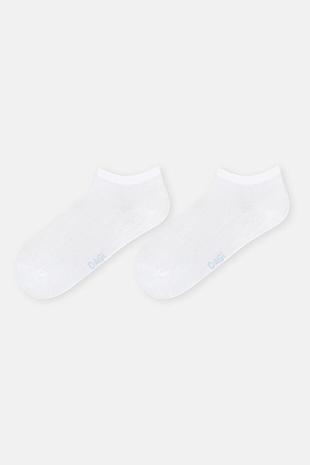 Beyaz-Mavi Kadın 2'li Bambu Basic Patik Çorap - 6