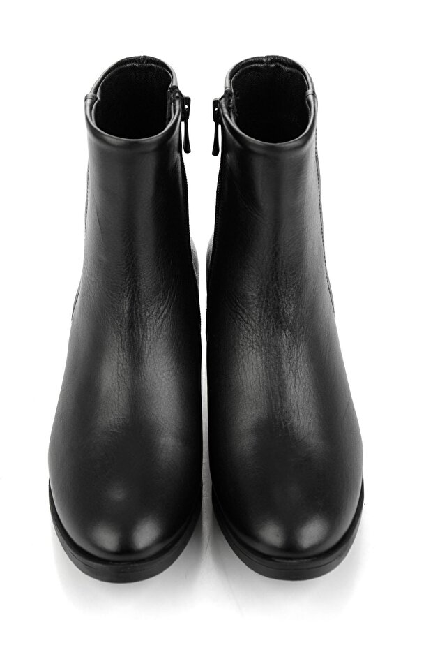 Siyah Hakiki Deri Kadın Bot & Bootie K02645012003 - 4