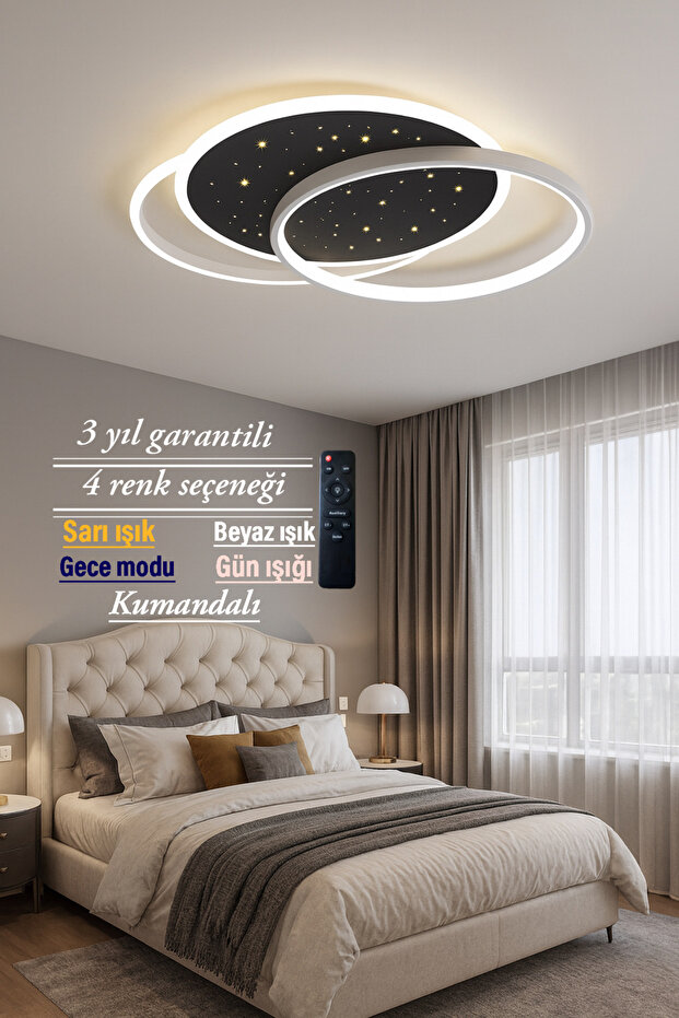 Lucent Plafonyer Modern Üç Halkalı Desenli Avize - 2