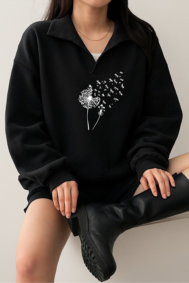 Unisex V-Yaka Basic Oversize Sweatshirt - 6