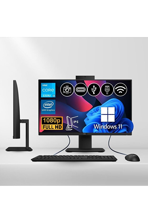 V440VAK-I38256B0D ATL31 i3-1315U 24GB DDR5 512GB Nvme SSD 23.8" IPS FHD W11Pro Siyah All In One - 1