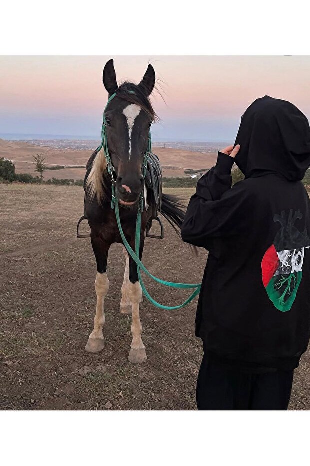 سويت شيرت مطبوع عليه قلب على شكل فلسطين