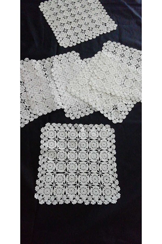 Hand Knitted Crochet 1 Piece (23X23) 6 Pieces (20X20) Hand Embroidered Cotton Thread/Handcrafted Dowry Lace/Vintage