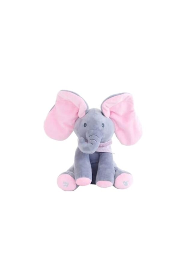 Interactive Toy Elephant Peekaboo, Gray/Pink